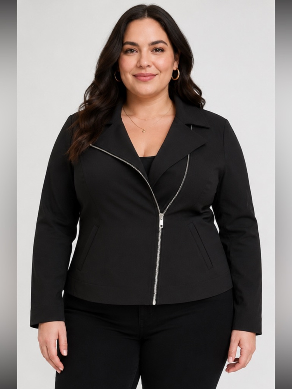 Torrid Plus Size 12 Black Moto Jacket Zip Front Stretch Blazer Lined